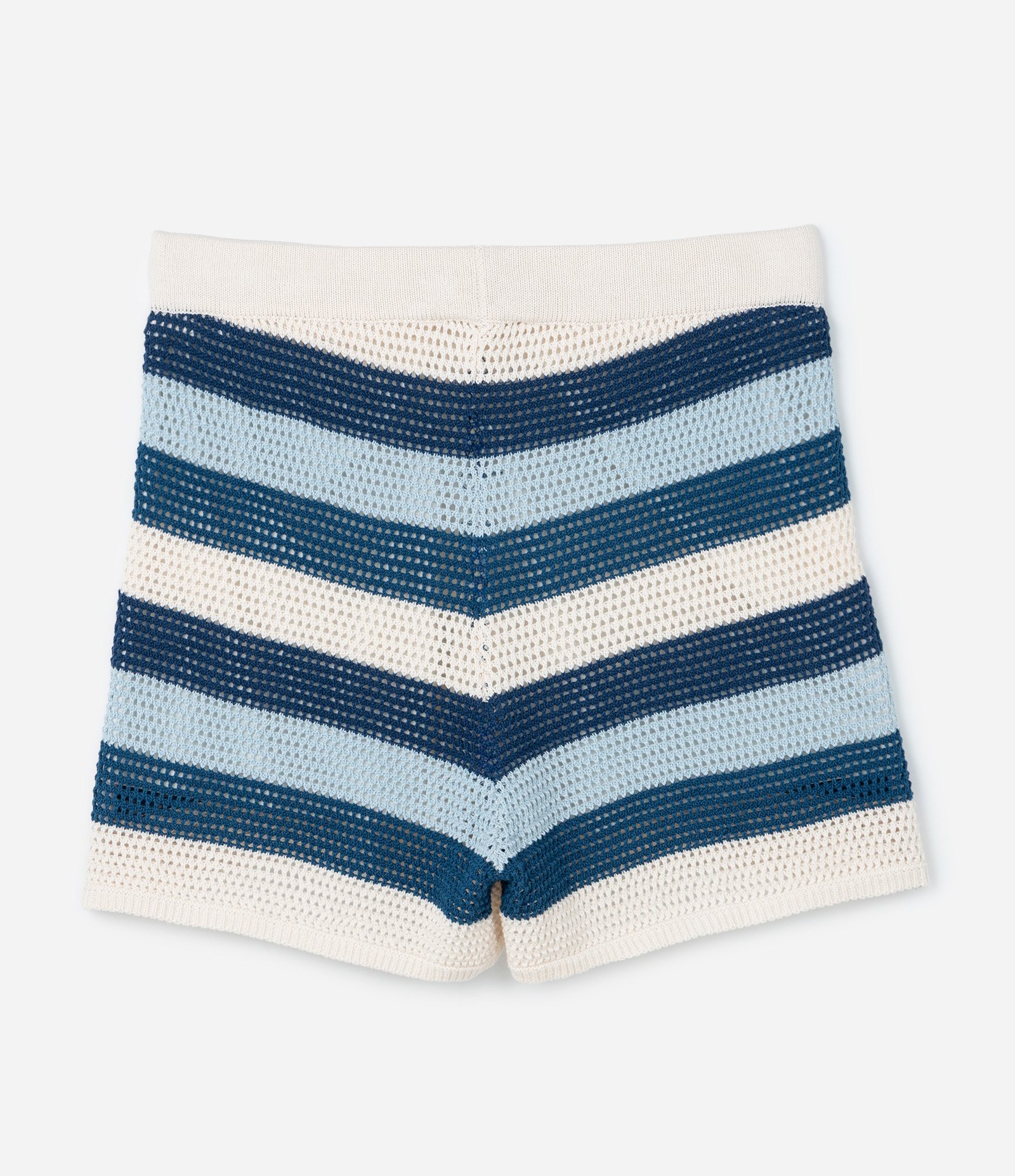 Short Efeito Crochê Listrado Curve & Plus Size Azul/Branco 6