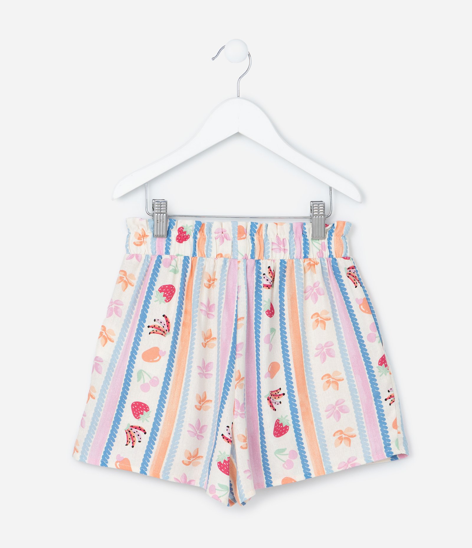 Short Clochard Infantil em Viscolinho com Estampa Frutinhas - Tam 5 a 14 Anos Multicores 2