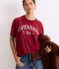 Camiseta Alongada em Algodão com Estampa Copenhagen