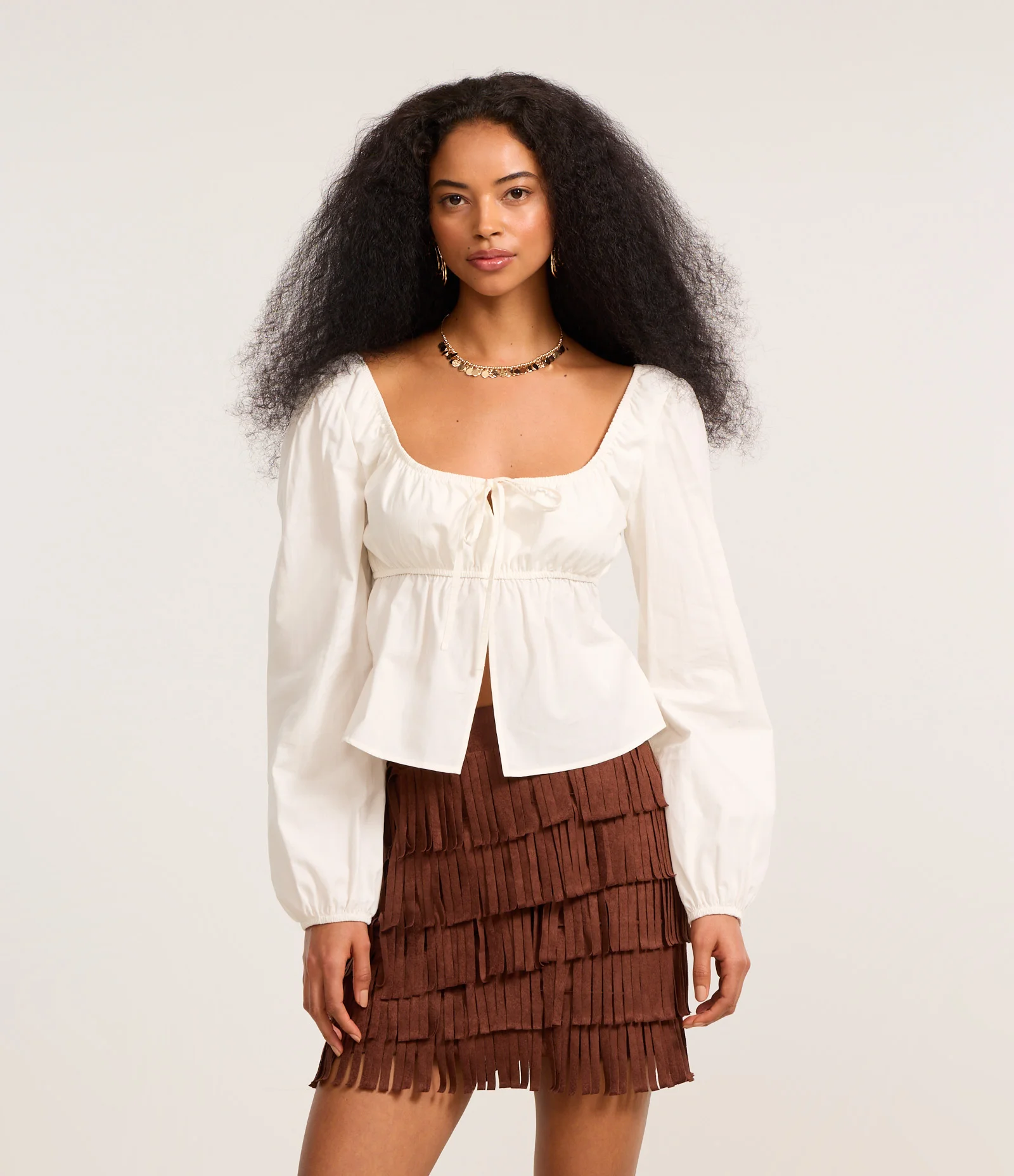 Blusa em Tricoline com Amarração Branco 1