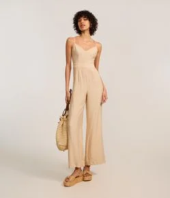 Macacão Longo em Viscose com Alça Cruzada