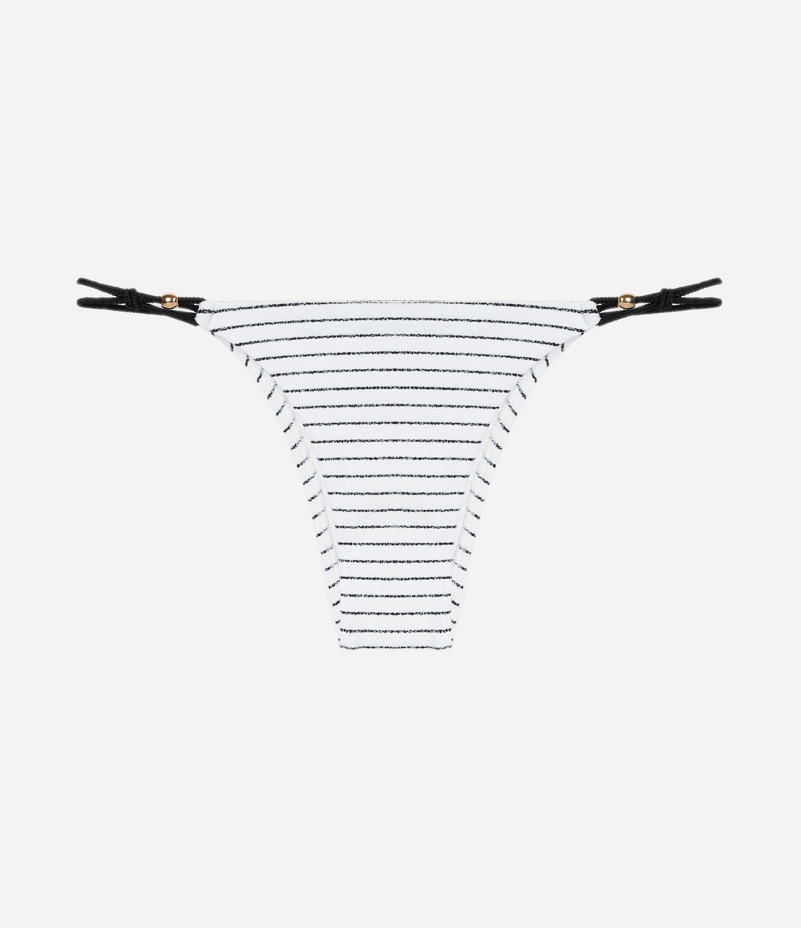 Biquíni Calcinha Listrada em Microfibra Canelada com Lateral de Cordinha Branco 5