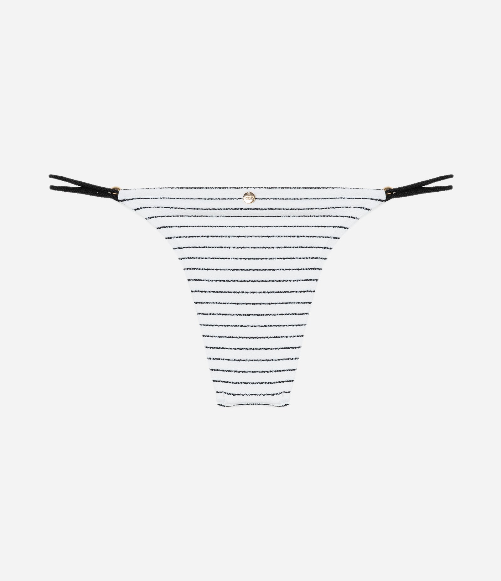 Biquíni Calcinha Listrada em Microfibra Canelada com Lateral de Cordinha Branco 6