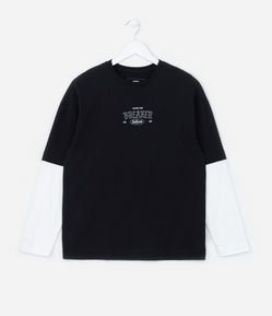 Camiseta Infantil com Estampa Lettering Frente e Costas - Tam 5 a 14 Anos