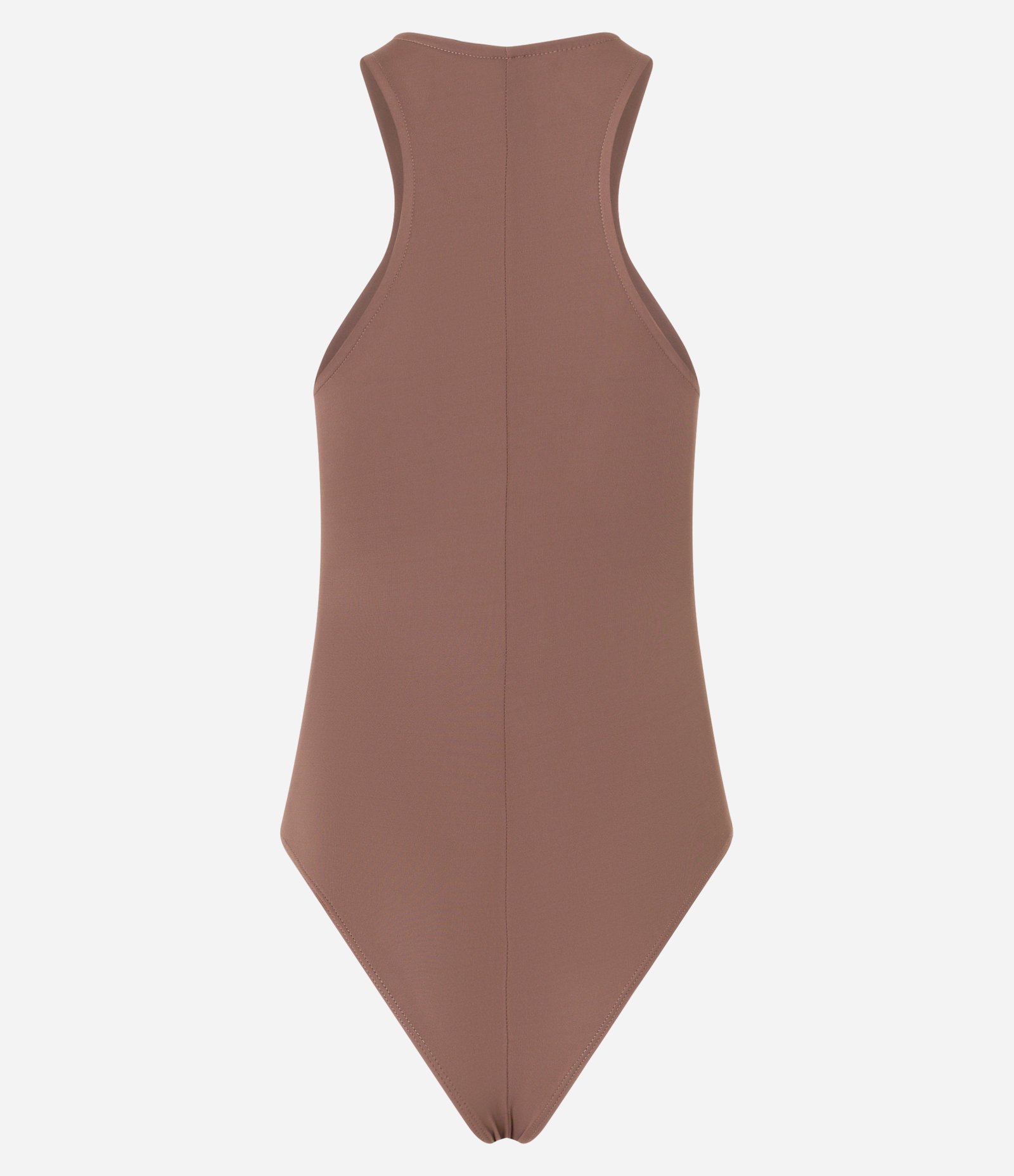 Body em Poliamida com Alça Larga e Gola Diferenciada Marrom 8