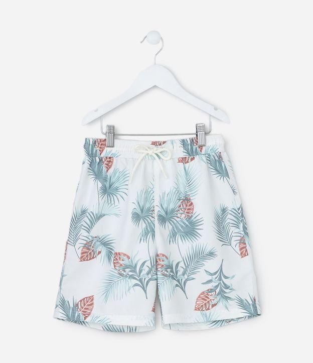 Bermuda Infantil com Estampa de Folhagem - Tam 5 a 14 Anos