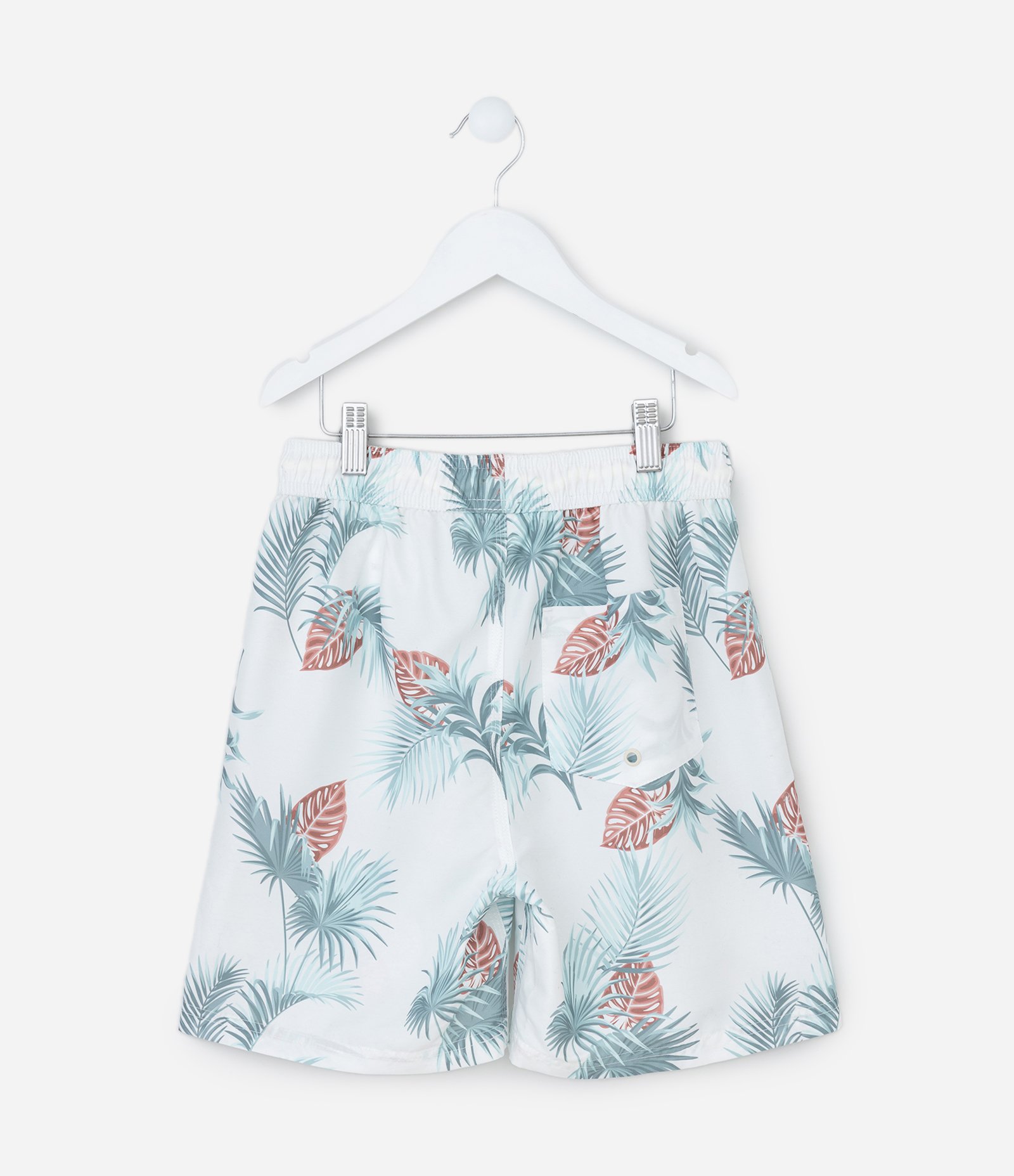 Bermuda Infantil com Estampa de Folhagem - Tam 5 a 14 Anos Branco 2