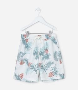 Bermuda Infantil com Estampa de Folhagem - Tam 5 a 14 Anos