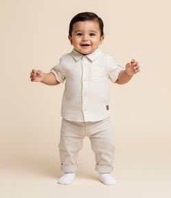 Calça Infantil em Cambraia com Bolso Faca - Tam 0 a 18 Meses