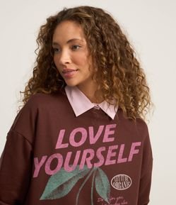 Moletom Over com Forro Fleece e Estampa Cerejas