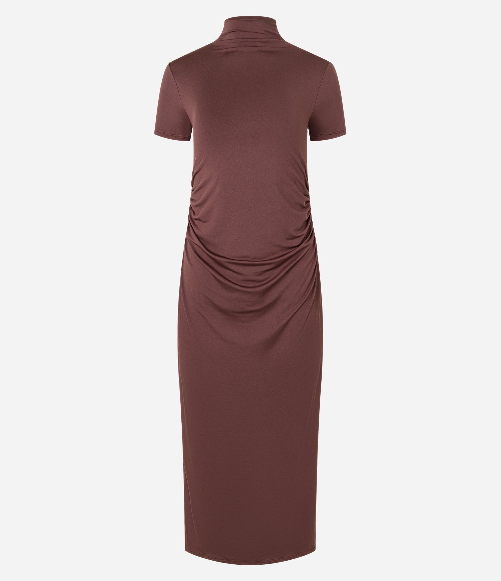 Vestido Longo em Jersey com Golinha Alta e Franzido 5