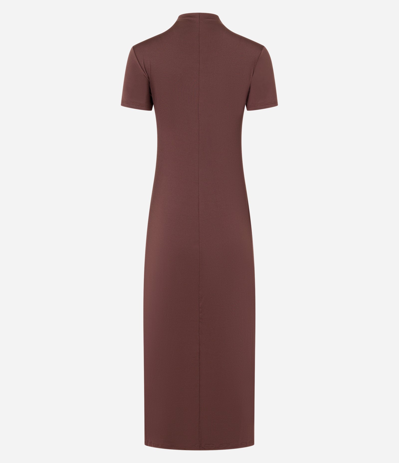 Vestido Longo em Jersey com Golinha Alta e Franzido 6