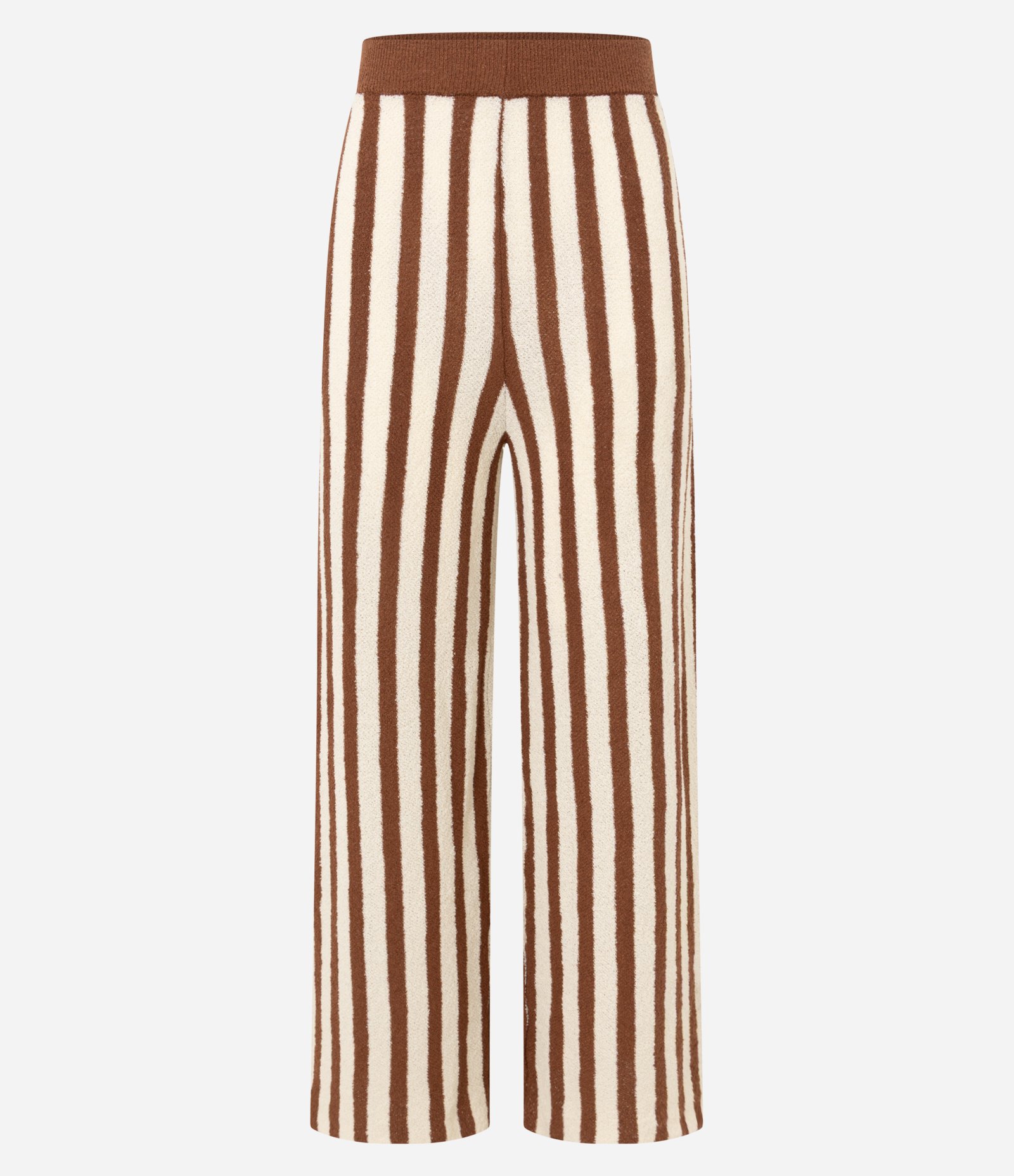 Calça Reta Cintura Alta em Tricô com Listras Bicolor 8