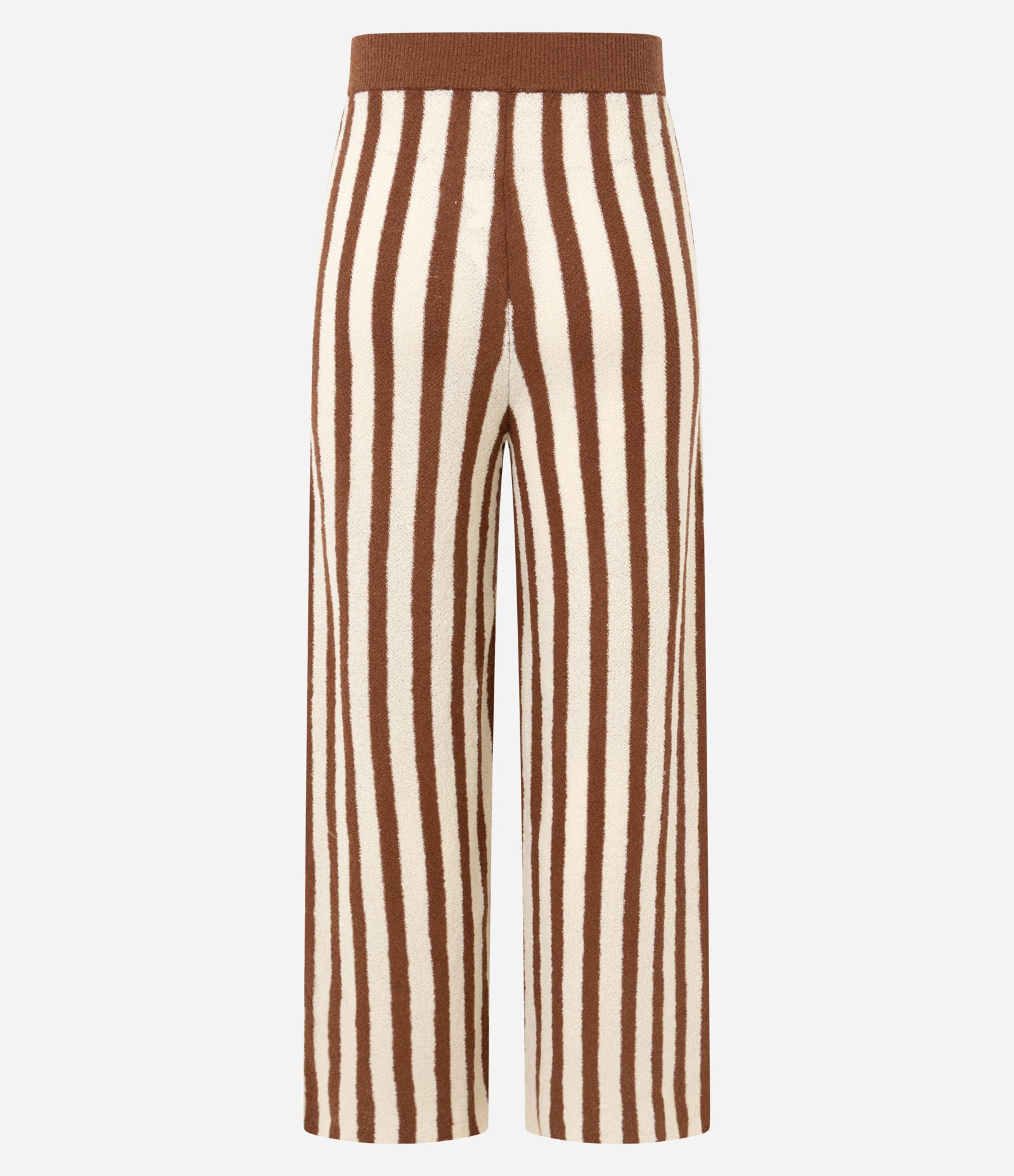 Calça Reta Cintura Alta em Tricô com Listras Bicolor 10