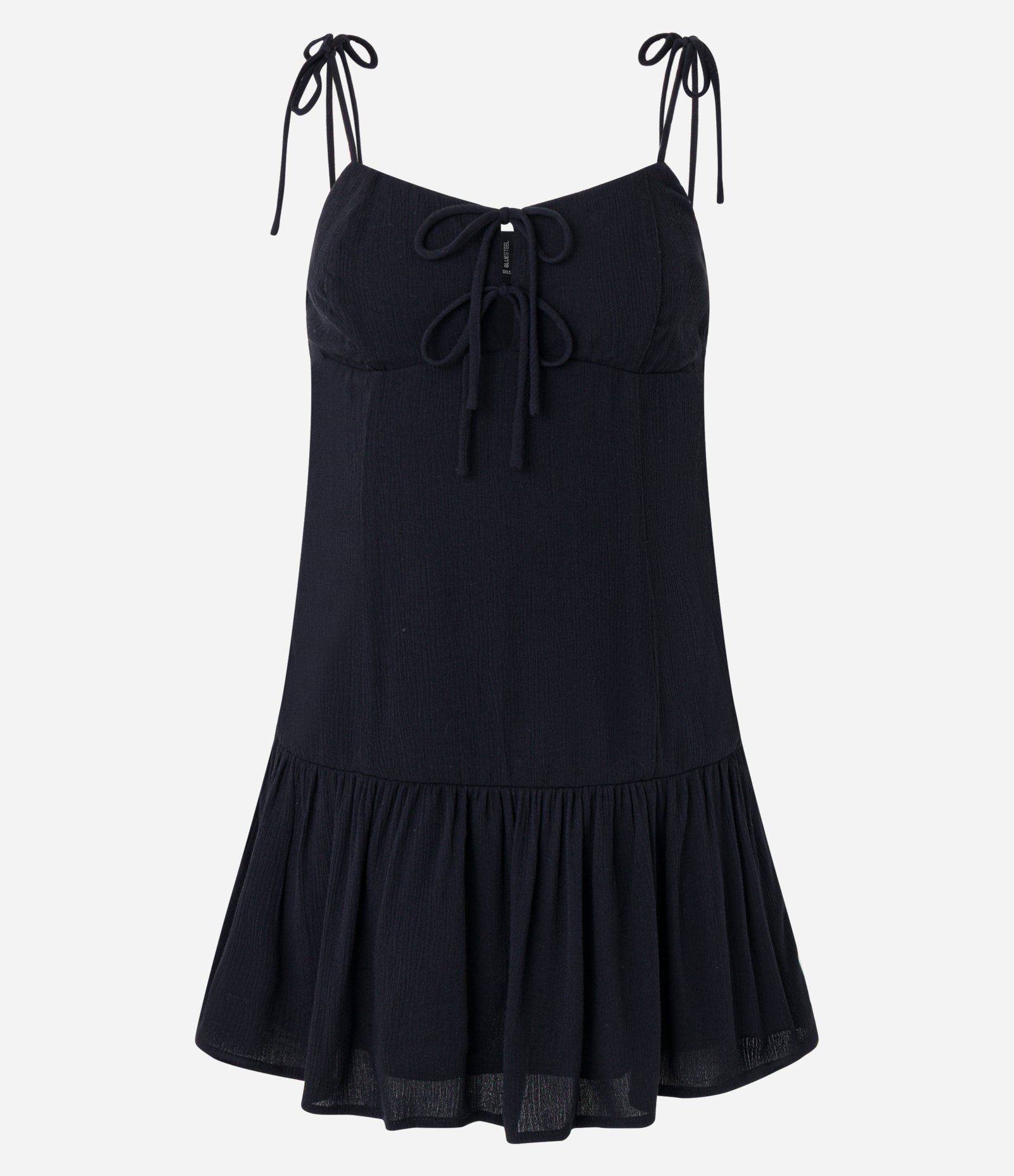 Vestido Curto em Creppe com Amarração nas Alças Preto 6