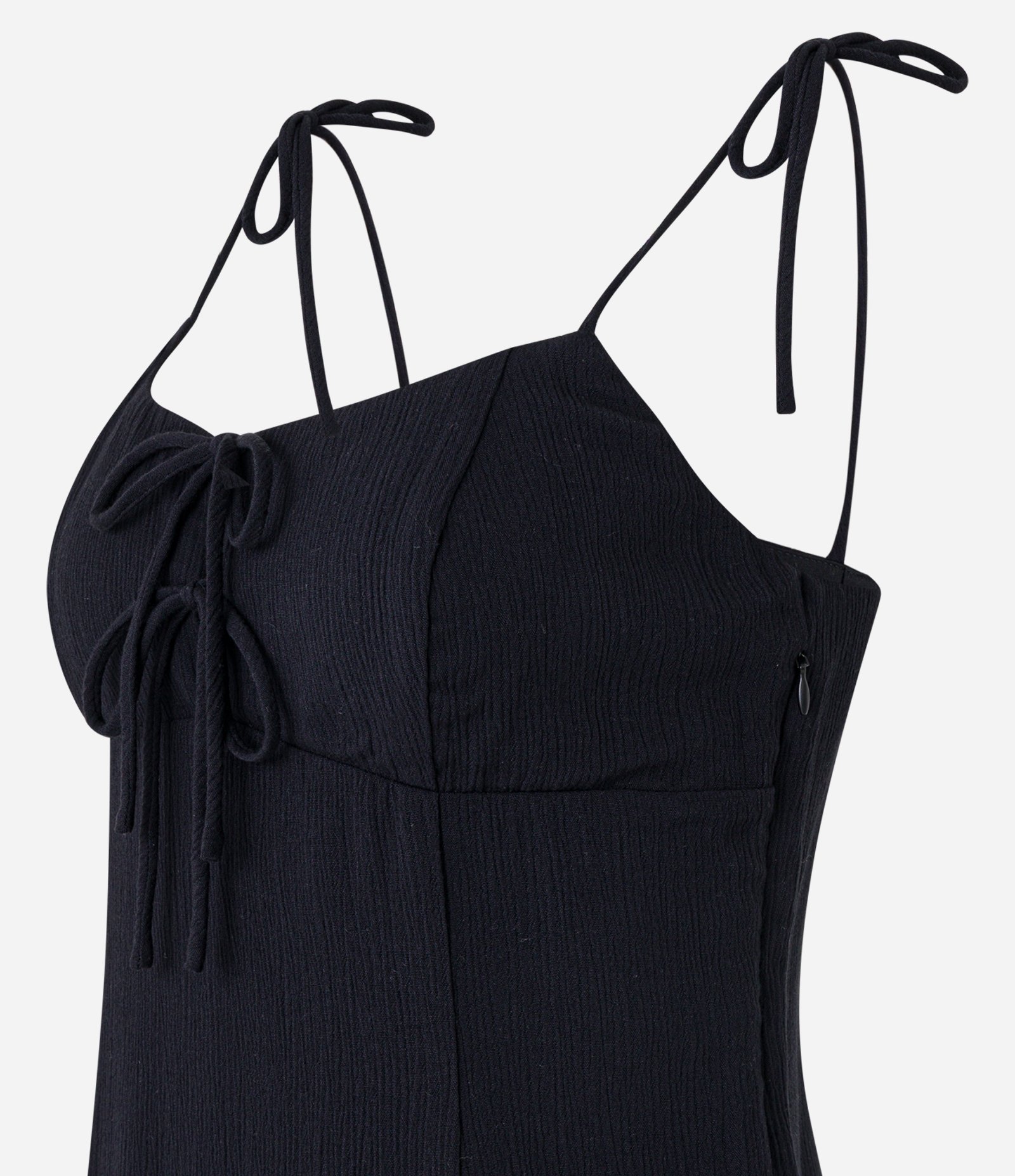 Vestido Curto em Creppe com Amarração nas Alças Preto 7