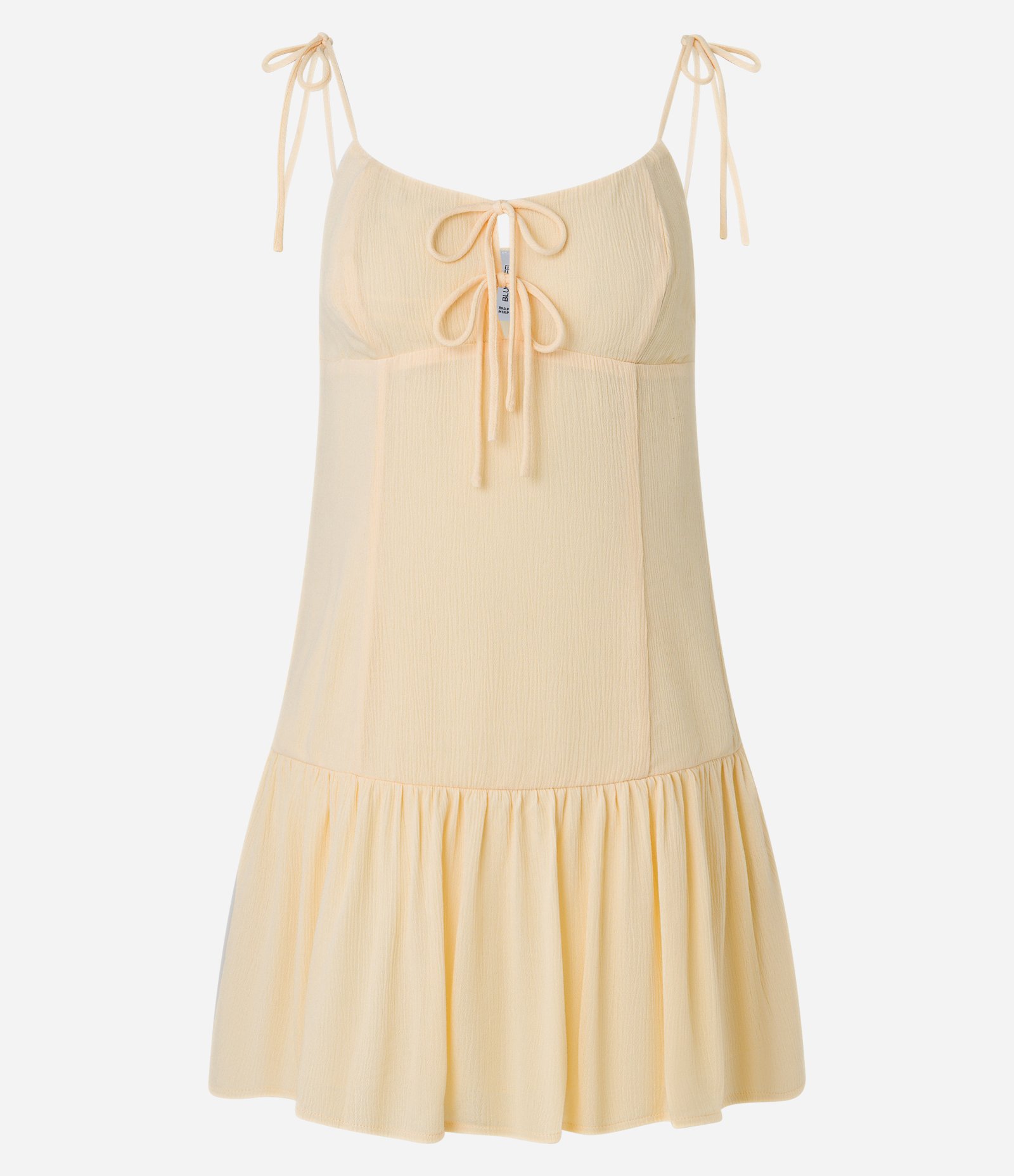 Vestido Curto em Creppe com Amarração nas Alças Amarelo 7