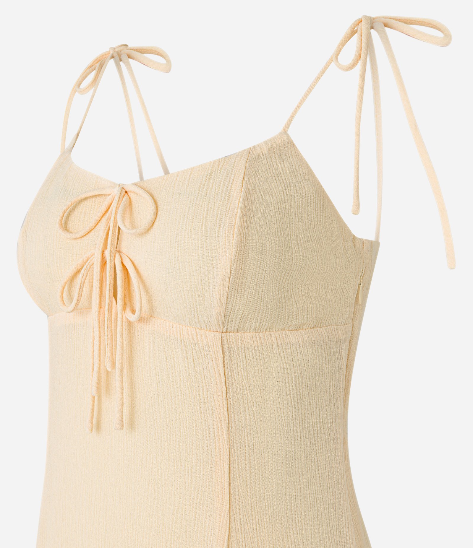 Vestido Curto em Creppe com Amarração nas Alças Amarelo 8