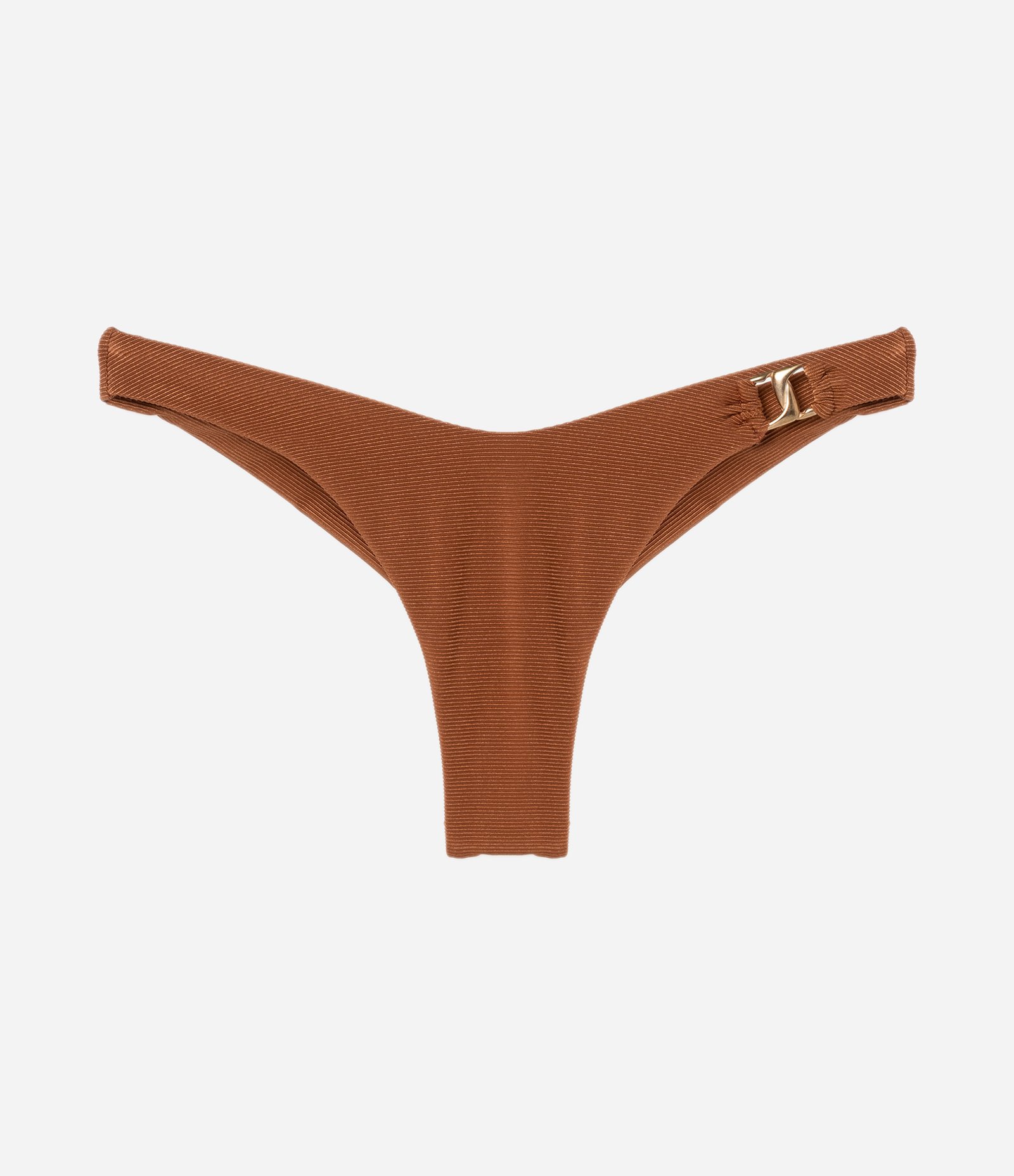 Biquíni Calcinha Asa Delta em Microfibra Canelada com Elos Marrom 6