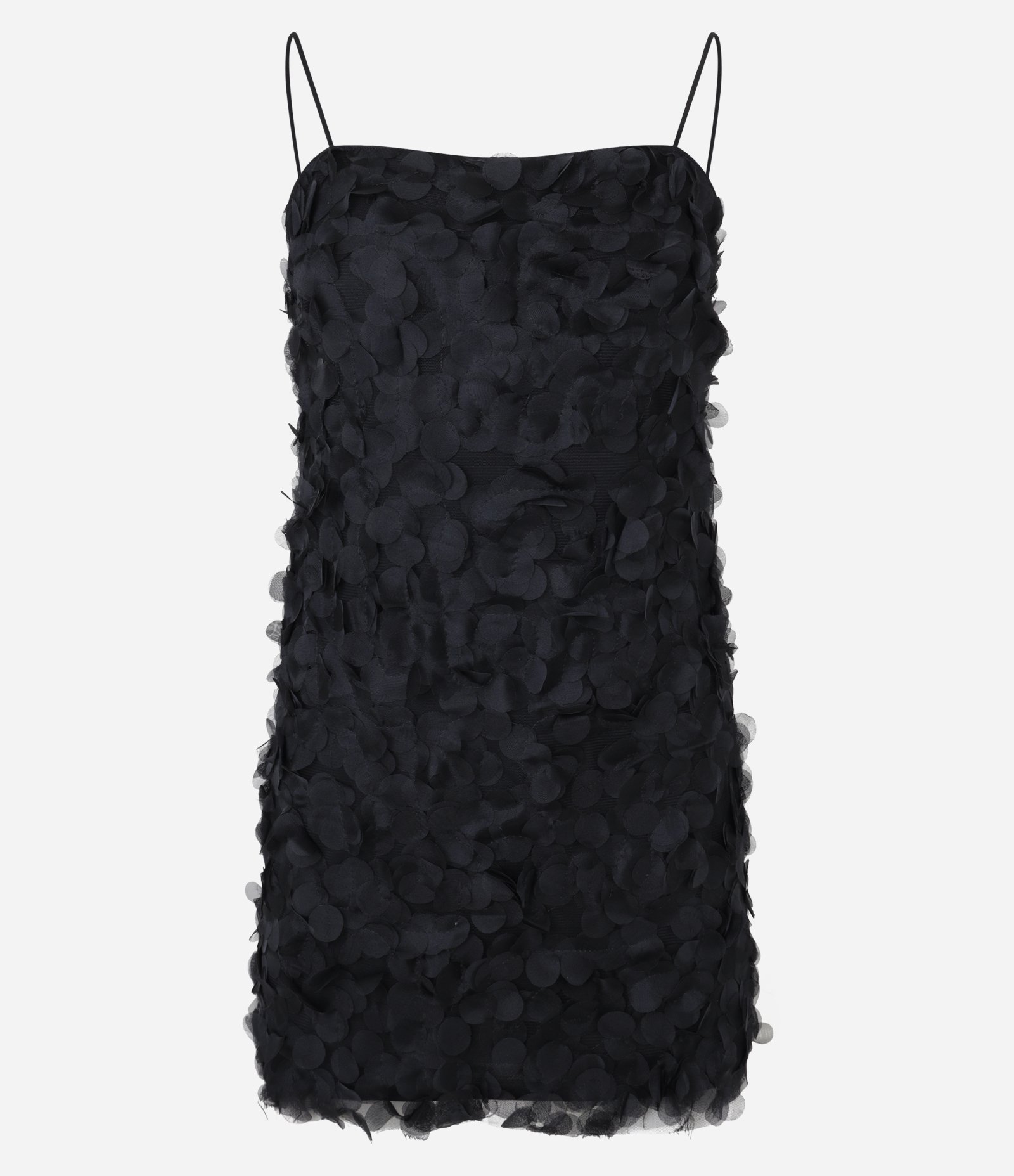 Vestido Curto em Chiffon Texturizado com Alcinhas Preto 7