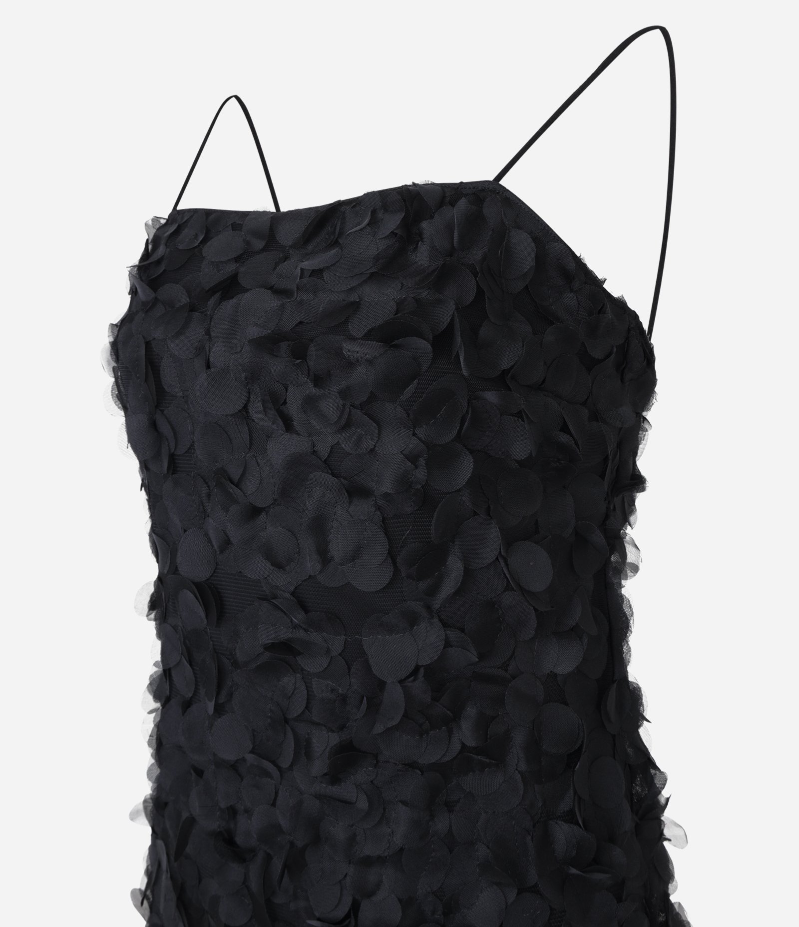 Vestido Curto em Chiffon Texturizado com Alcinhas Preto 8