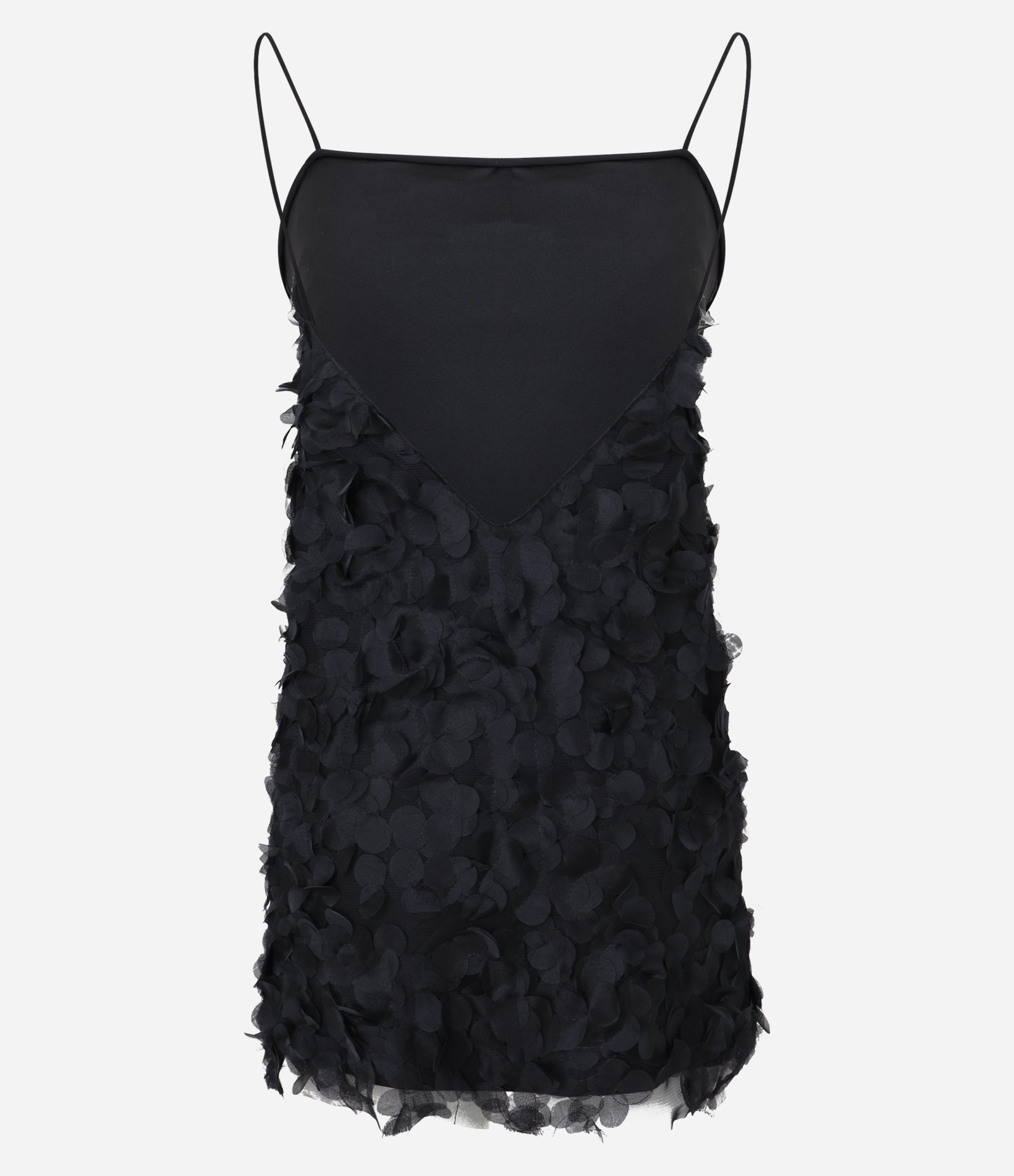 Vestido Curto em Chiffon Texturizado com Alcinhas Preto 9