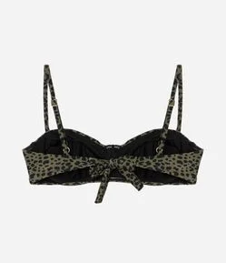 Biquíni Top Meia Taça em Microfibra com Estampa Onça