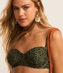Biquíni Top Meia Taça em Microfibra com Estampa Onça