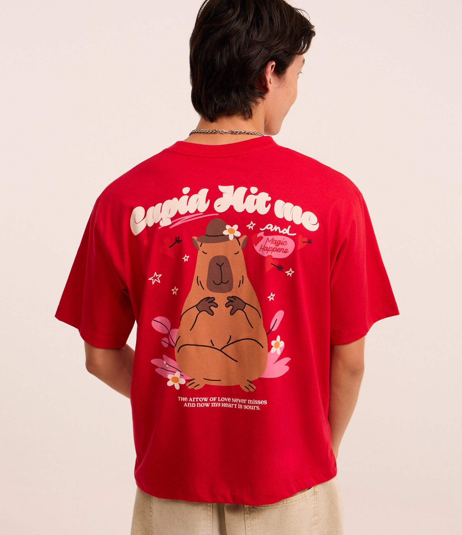Camiseta Boxy em Algodão com Estampa Capivara Vermelho 2