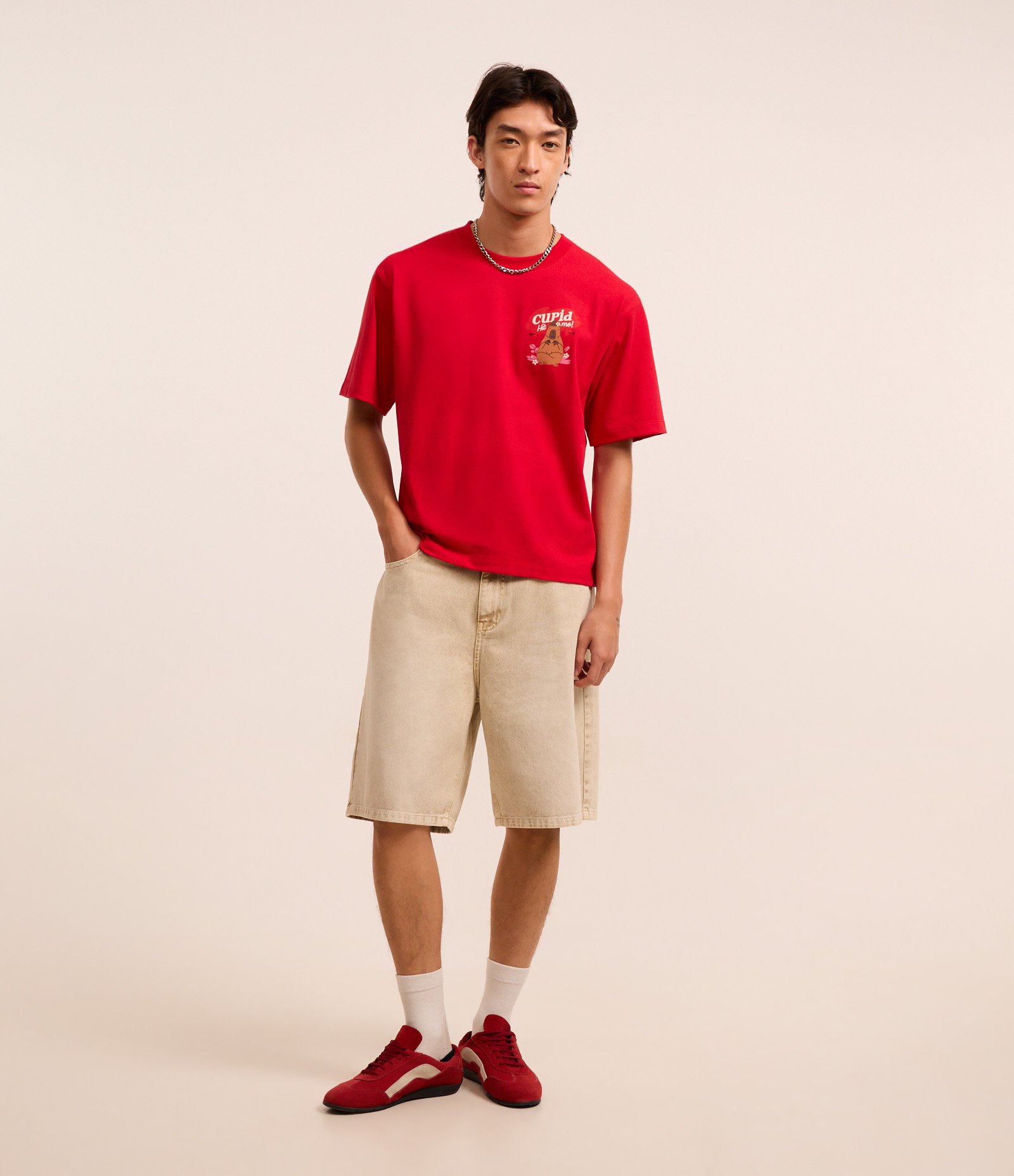 Camiseta Boxy em Algodão com Estampa Capivara Vermelho 3