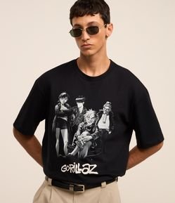Camiseta Relaxede em Algodão com Estampa Gorillaz