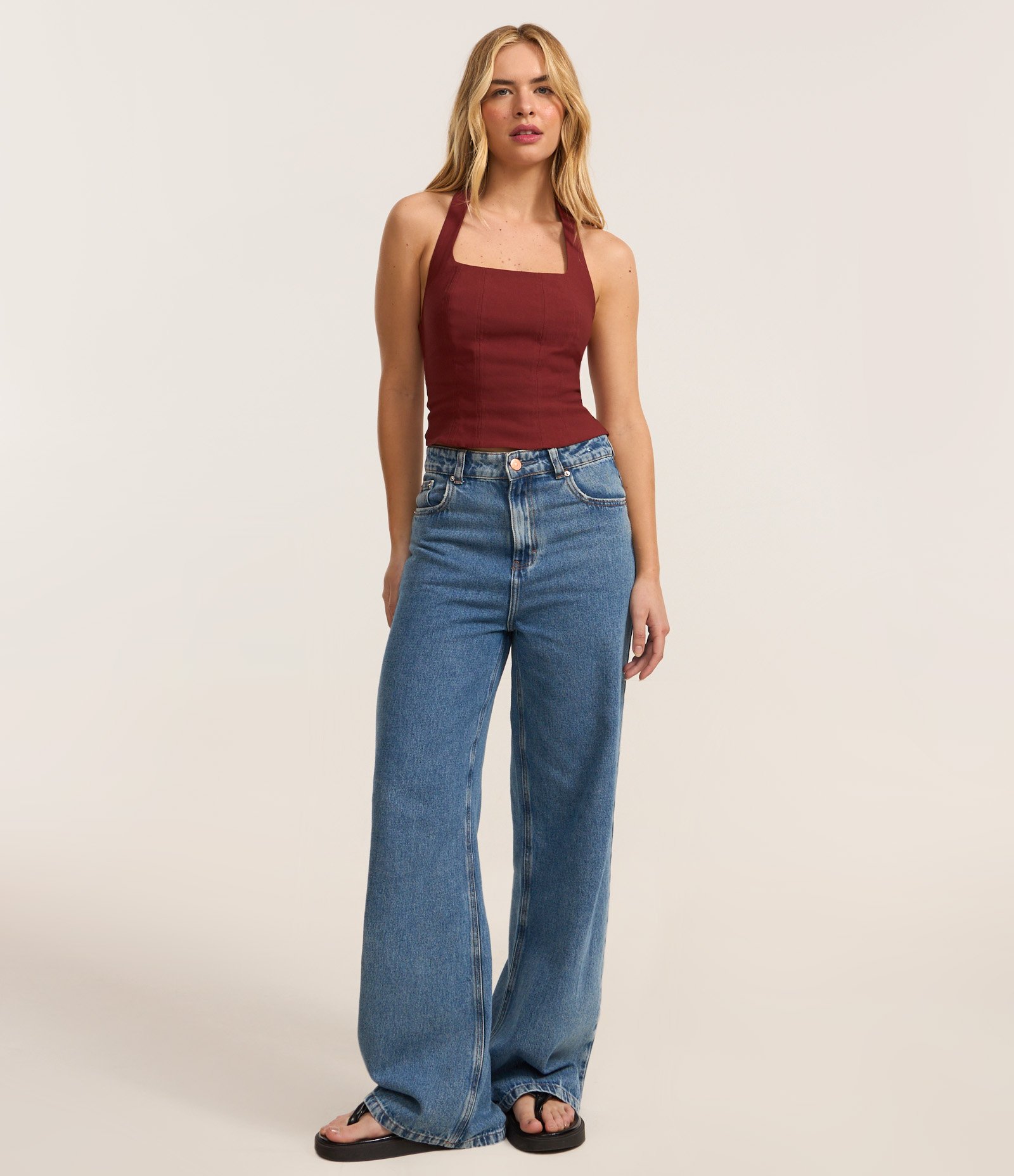 Blusa Cropped em Bengaline Frente Única Bordô 2