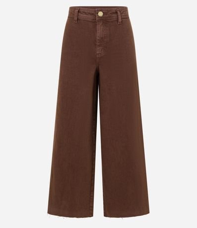 Calça Wide Leg Cropped em Jeans e Cintura Média Calça Wide Leg Cropped em Jeans e Cintura Média