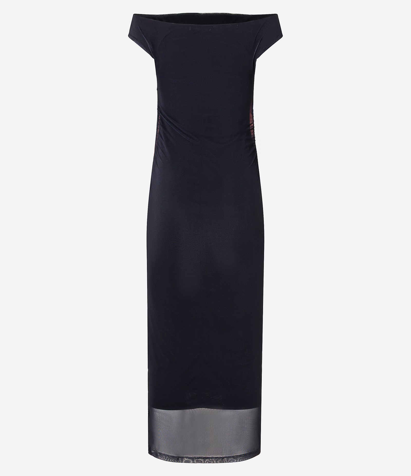 Vestido Ombro a Ombro em Tule com Estampa Floral Blur Preto 7