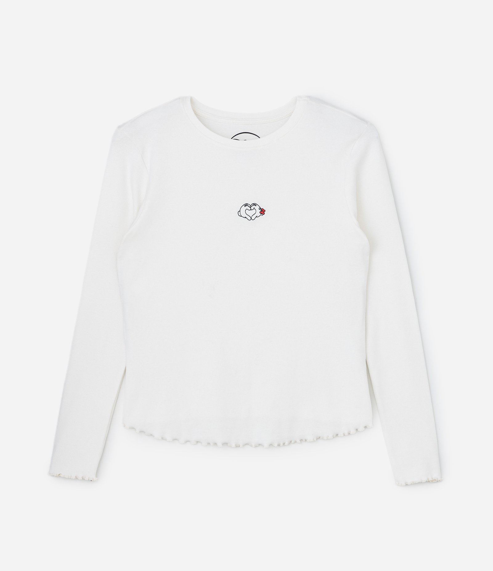 Blusa em Ribana com Bordado Coração Mickey Curve & Plus Size Branco 4