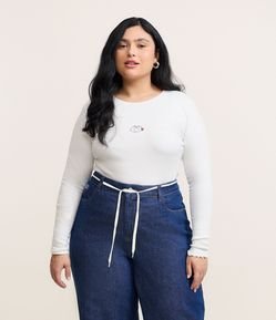 Blusa em Ribana com Bordado Coração Mickey Curve & Plus Size
