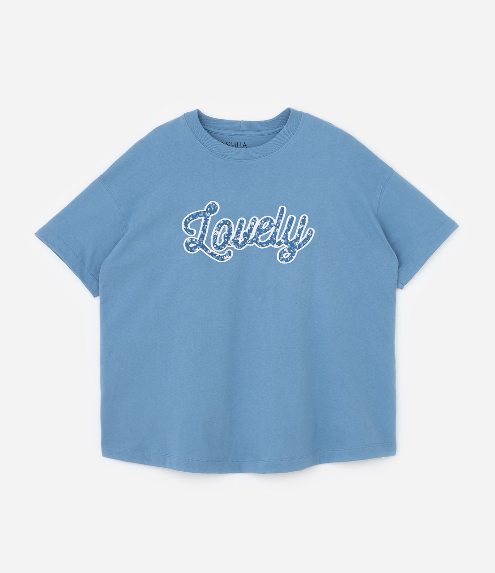 Camiseta em Malhão com Bordado Lovely Curve & Plus Size Azul 4