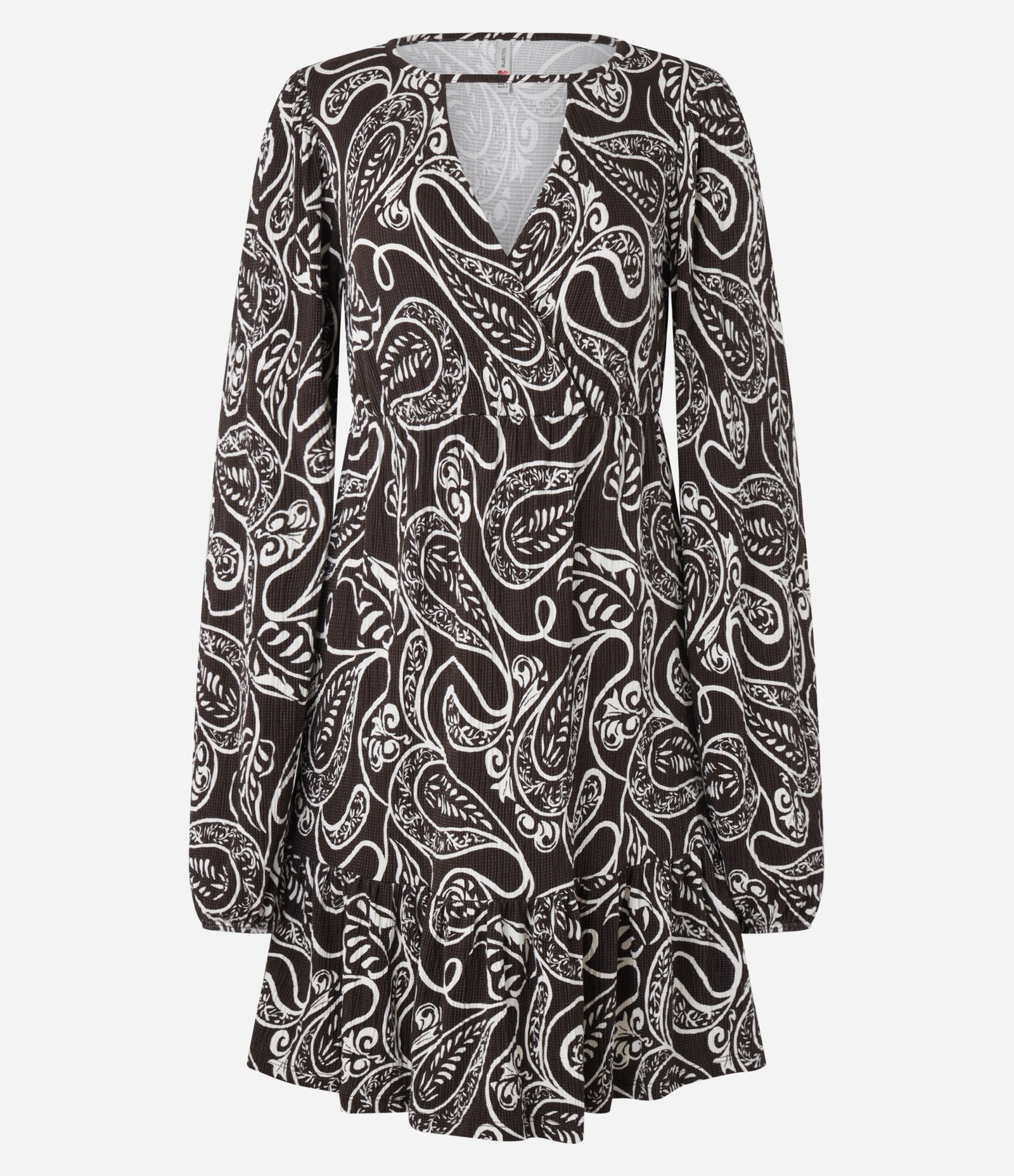 Vestido Curto Texturizado com Estampa Paisley Preto 4