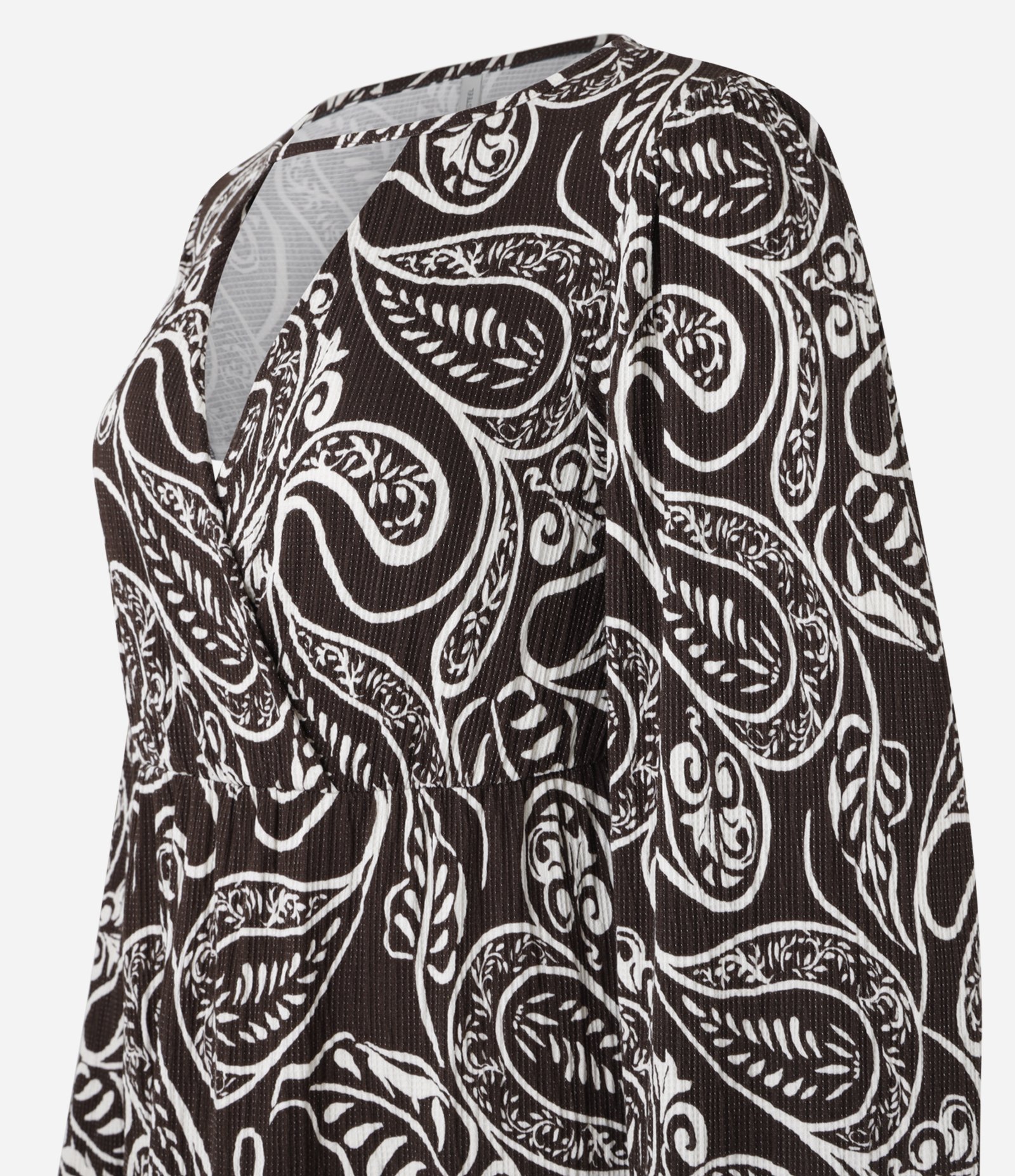 Vestido Curto Texturizado com Estampa Paisley Preto 5
