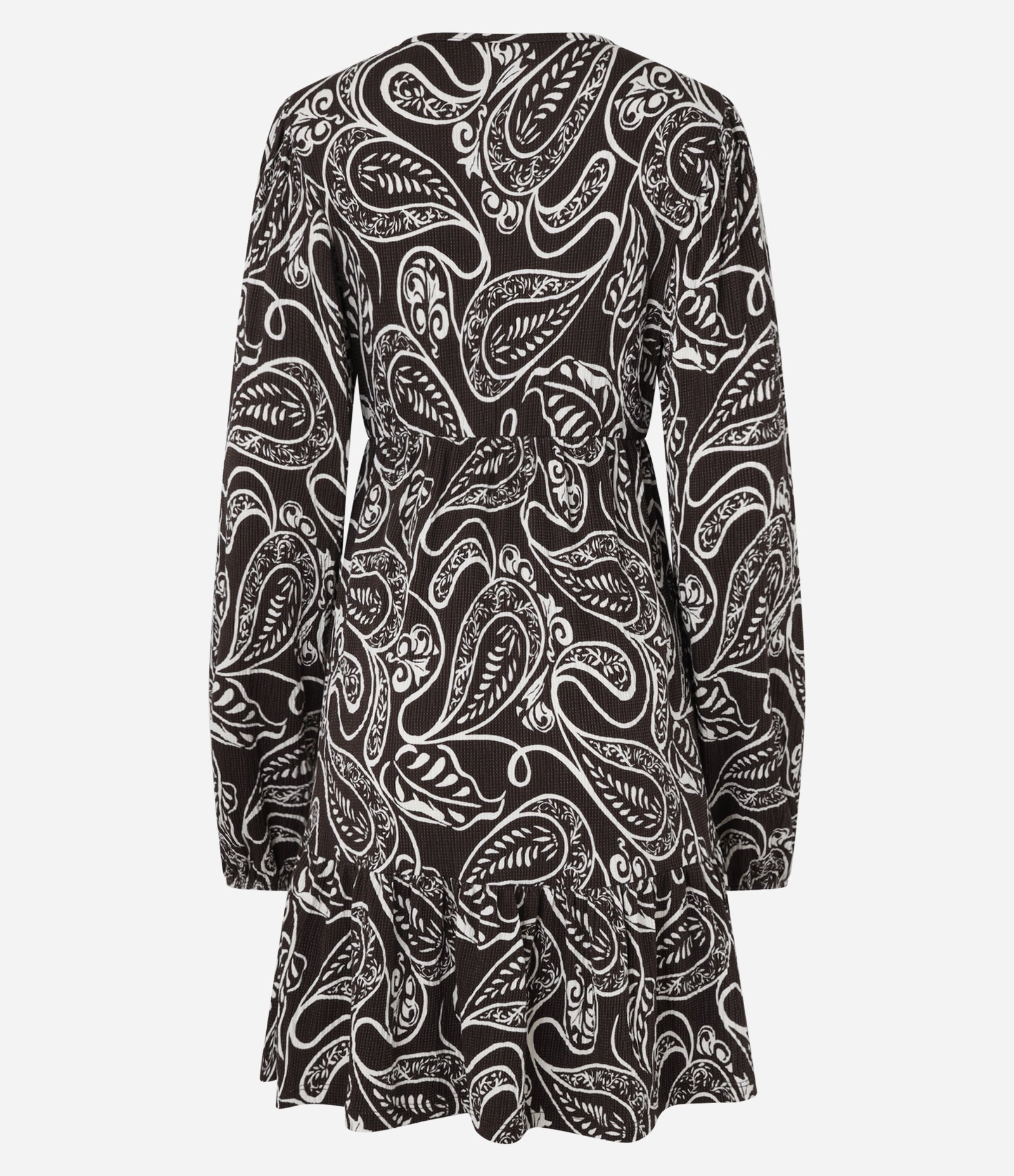 Vestido Curto Texturizado com Estampa Paisley Preto 6