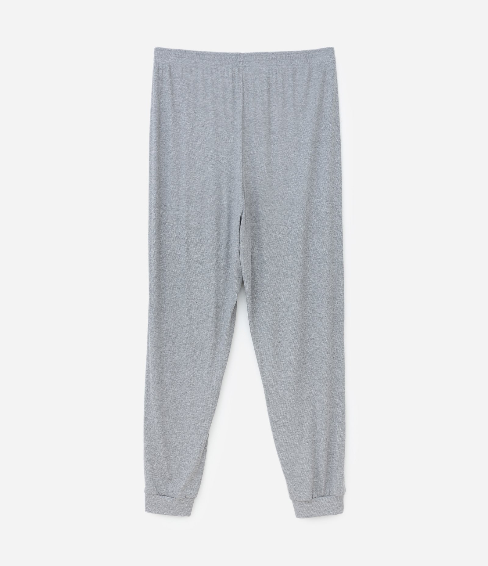 Pijama Longo Canelado com Renda no Decote Curve & Plus Size Cinza 10