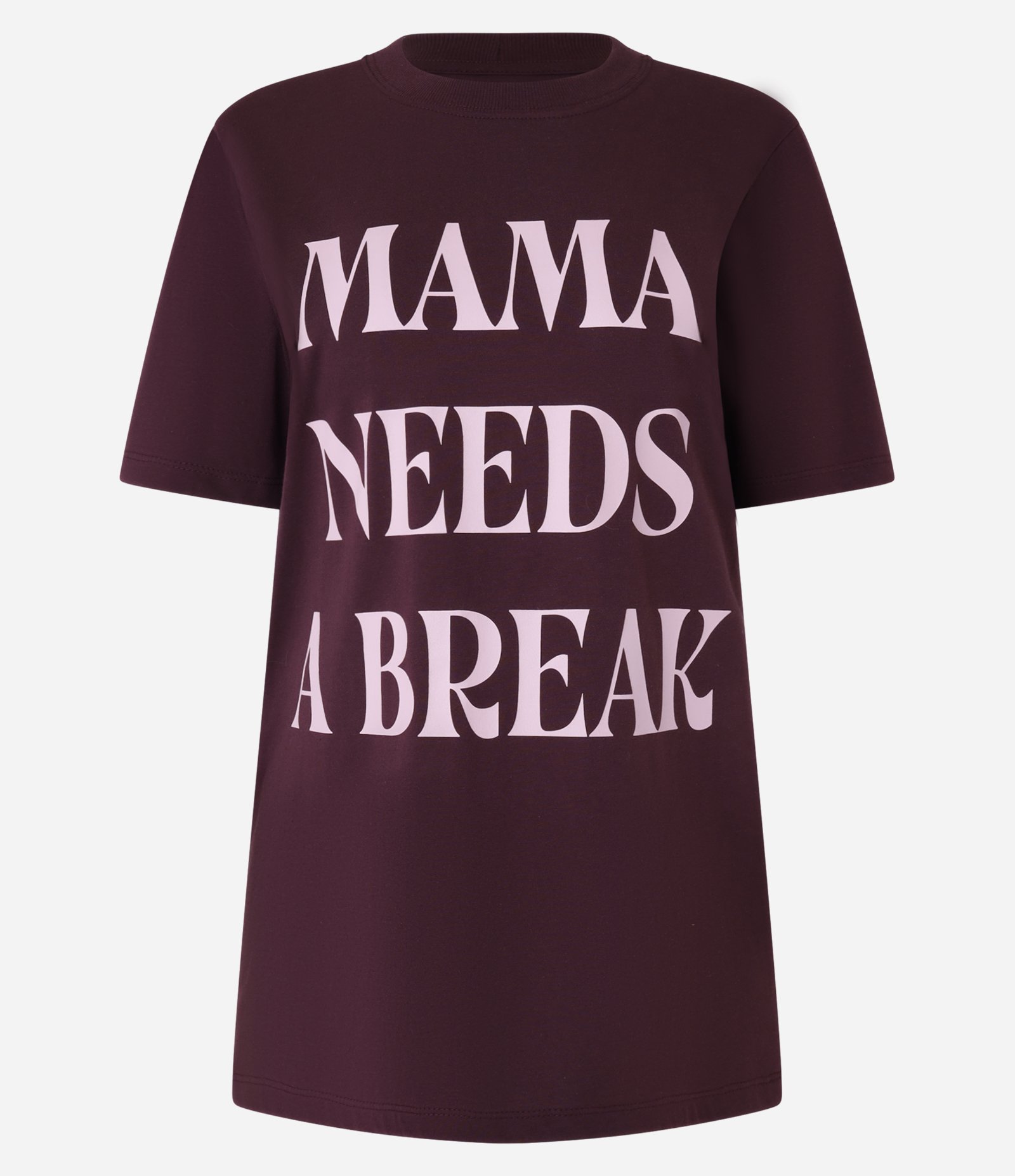 Camiseta T-shirt em Algodão com Lettering Mama Needs a Break Bordô 3