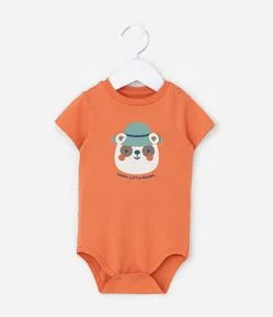 Body Infantil com Estampa Urso de Chapéu - Tam 0 a 18 meses
