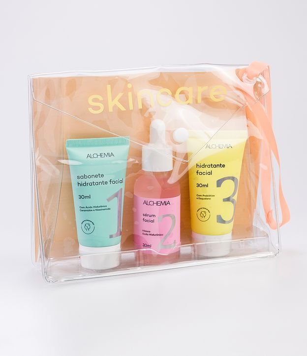 Kit Skincare com Nécessaire Envelope+ Sabonete Liquido + Sérum Facial + Hidratante Facial Alchemia