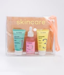 Kit Skincare com Nécessaire Envelope+ Sabonete Liquido + Sérum Facial + Hidratante Facial Alchemia
