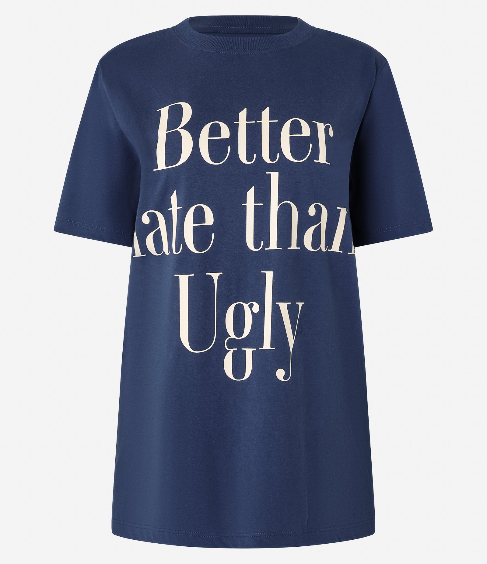 Camiseta T-shirt em Algodão com Estampa Better Late Than Ugly Azul Escuro 4