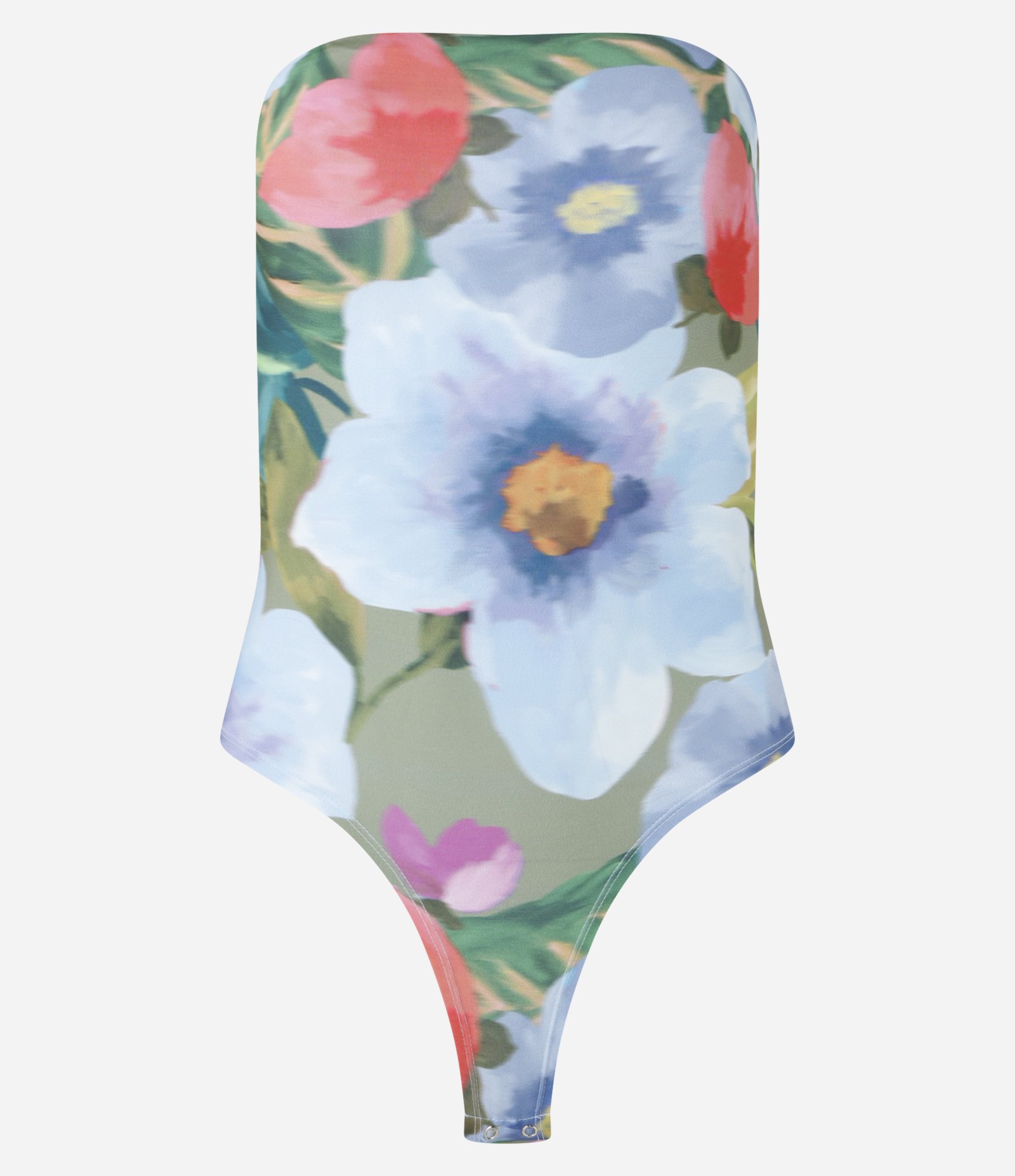 Body em Microfibra Tomara que Caia com Estampa Floral Verde 4