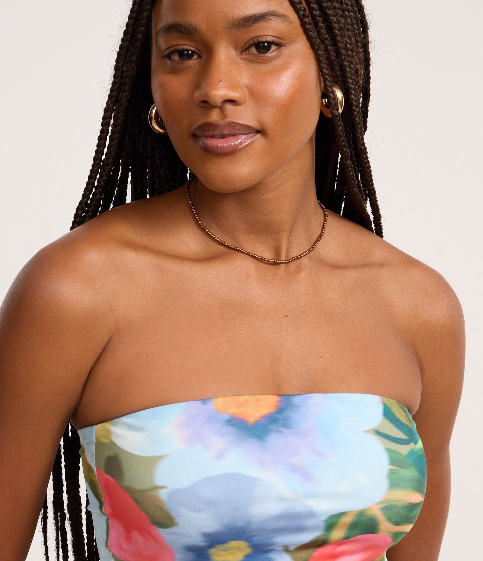 Body em Microfibra Tomara que Caia com Estampa Floral Verde 3