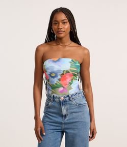 Body em Microfibra Tomara que Caia com Estampa Floral