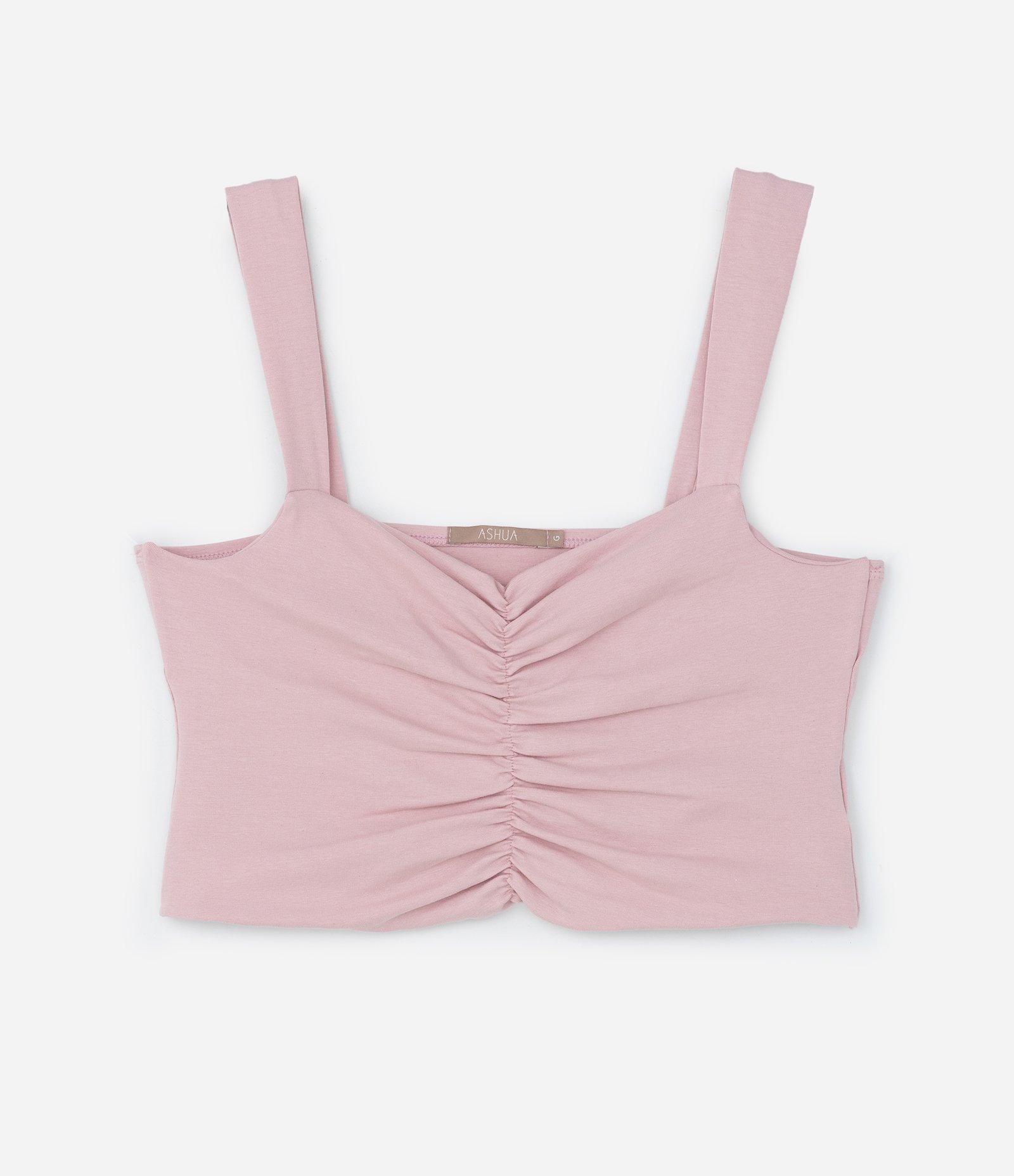 Blusa Cropped em Cotton com Franzido Frontal Curve & Plus Size Rosa 5
